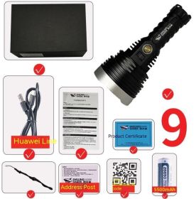 P90 Smooth Cup Long Shot Camping Cave Search Waterproof Strong Light Electric Display Rechargeable Flashlight (Option: E201 P90)