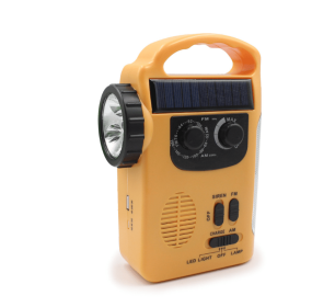 Hand-cranked radio emergency light (Color: Yellow)