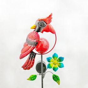 Solar Iron Art Red Bird Inserted Garden Lawn Lamp (Option: Set)