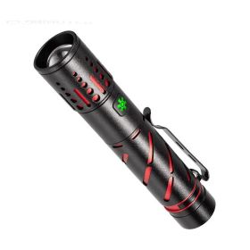 Rechargeable Zoom LED Laser Long Range Aluminum Alloy Outdoor Lighting Flashlight (Color: Black)