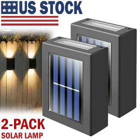 2 Pack New Solar Deck Lights Outdoor Waterproof LED Steps Lamps For Stairs Fence (Option: Warm White-Solar)