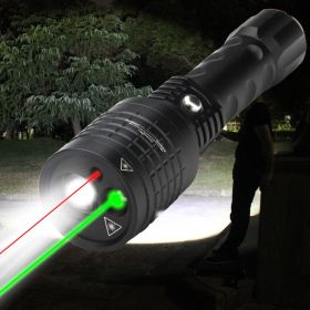 Three In One Green LED Outdoor Flashlight (Color: Black)