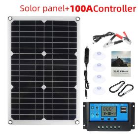 25W-180W 18V/12V Portable Solar Panel Waterproof USB Port Solar Power 5V Solar Battery Charger Outdoor Camping Phone Power Bank (Color: With 100A Controller, Ships From: China)