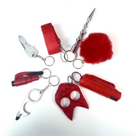 Lanyard Self-defense Key Chain (Color: Red)